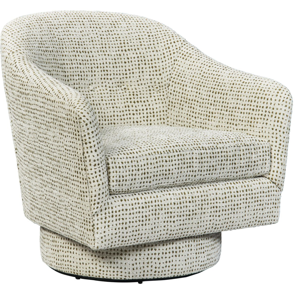 Coupe Swivel Chair in Dashing Olive – Retro-Inspired Chenille